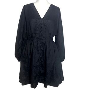 Banana Republic Linen Mini Dress Button Front Womens Small Lined Balloon Sleeve